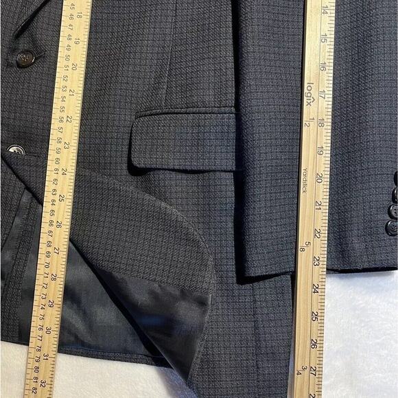 Vtg Haggar Collection 42R Blue Black Check Plaid Tweed Blazer Sport Coat Jacket - Picture 15 of 16